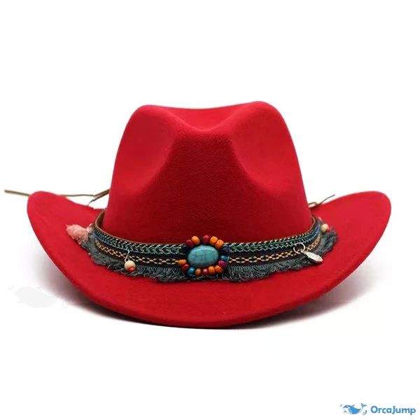 OrcaJump - Premium Western Cowboy Hat - Available in Red, Black, and 2 Other Striking Colors Red Winter Hat For Outdoor, Red Brimmed Costume Hat One Size, Red Fedora With Short Brim For Winter, Red Brimmed Felt Hat For Fall, Red Winter Fedora With Short Brim, Red Short Brim Fedora For Winter, Red Short Brim Hat For Fall, Red Short Brim Top Hat For Fall, Red Wide Brim Hat For Fall