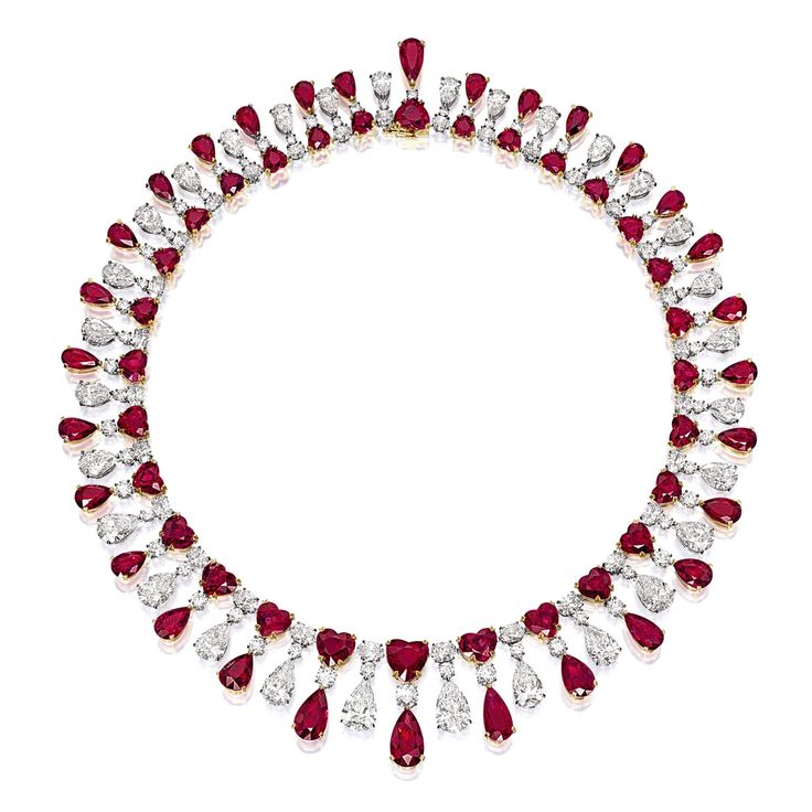 Luxury Ruby Necklace With Brilliant Cut, Luxury Ruby Necklaces With Diamond Accents, Luxury Ruby Necklace With Diamond Accents, Elegant White Gold Ruby Necklace, Formal White Gold Ruby Necklace, Red Diamond Pendant Necklace, Red Diamond Necklace With Brilliant Cut, Luxury Ruby Bridal Necklace, Elegant White Gold Diamond Necklace With Ruby