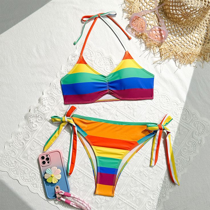 Rainbow Print Halter Swimsuit, rainbow Bikini, printed rainbow sexy bikini,two piece bikiniMaterial:blendedStyle:sexyFeatures:rainbowColor:as pictureSize(cm):S,M,L 1inch=2.54cmS:bust:71&ltp&gtM:bust:75&lt/p&gt&ltbr/&gt&ltp&gtL:bust:80&lt/p&gt&ltbr/&gt&ltp&gtNote:Due to different measurement methods,there will be 1-3 error(unite:cm), please understand.&lt/p&gt&ltbr/&gt&ltp&gtPlease check the size carefully when you choose items,thank you.&lt/p&gt&ltbr/&gt Rainbow Beachwear Swimwear For Summer, Multicolor Tie-side Swimwear For Beach Party, Rainbow Print Swimwear For Summer, Rainbow Print Swimwear For Beach, Rainbow Print Swimwear For Beach Season, Rainbow Print Summer Swimwear For Pool, Rainbow Print Beachwear Swimwear, Summer Rainbow Print Swimwear For Beach, Summer Rainbow Print Swimwear For Pool