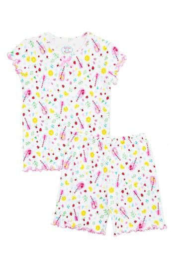 These irresistibly cute and comfy PJs are cut from soft cotton in a short style that's perfect for keeping your little one cool on hot nights. Ruffled lettuce edges and a vibrant print add to the sweet sleepy-time charm. This item is designed to fit snugly, as it is not flame-resistant Shorts have elastic waist 100% cotton Machine wash, tumble dry Imported Kids' Wear Sweet Sleepwear For Spring Sleepover, Sweet Sleepwear For Sleepover In Spring, Sweet Spring Sleepwear, Sweet Sleepwear For Sleepovers In Spring, Cute Multicolor Cotton Sleepwear, Playful Short Sleeve Onesie For Spring, Playful Pink Cotton Sleepwear, Sweet Cotton Sleepwear For Pajama Party, Playful Cotton Sleepwear For Pajama Party