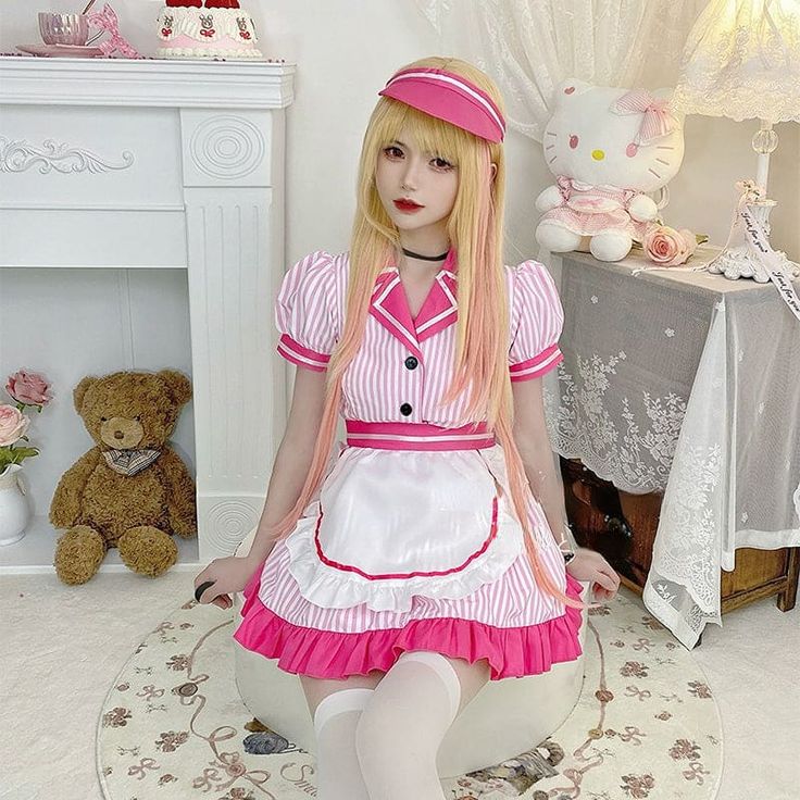 Kawaii My Dress-up Darling Kitagawa Marin Pink 80's Maid Dress ON648 Gothic Harajuku Fashion, Japanese Fashion Kawaii, Clothes Kawaii, Gothic Punk Fashion, Kawaii Store, Egirl Fashion, Anime Lingerie, My Dress Up Darling, Grunge Clothing