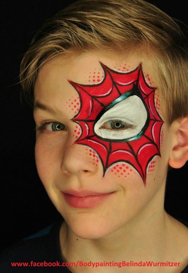 Cool-Face-Painting-Ideas-For-Kids Spider Man Face Paint, Superhero Face Painting, Face Painting For Boys, Halloween Gesicht, Halloweenský Makeup, Face Painting Tutorials, Spiderman Face, Face Painting Easy, Kids Face Paint