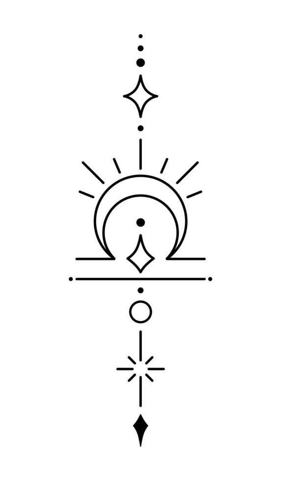 a line drawing of the sun and stars