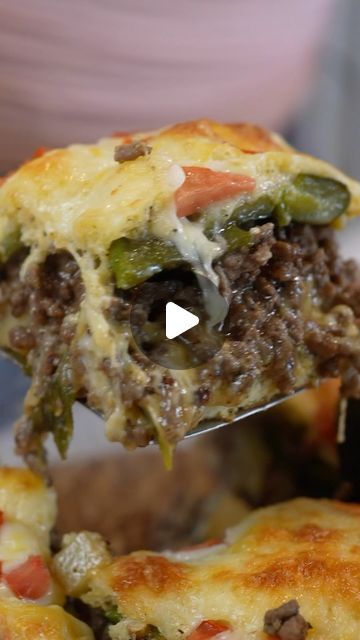 a close up of food being held by a fork