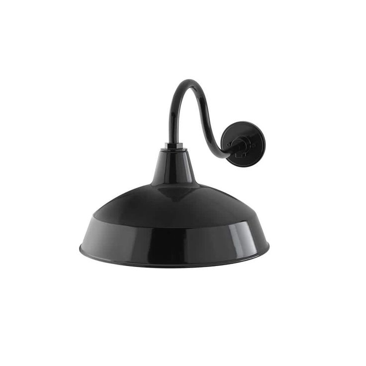 a black wall light on a white background