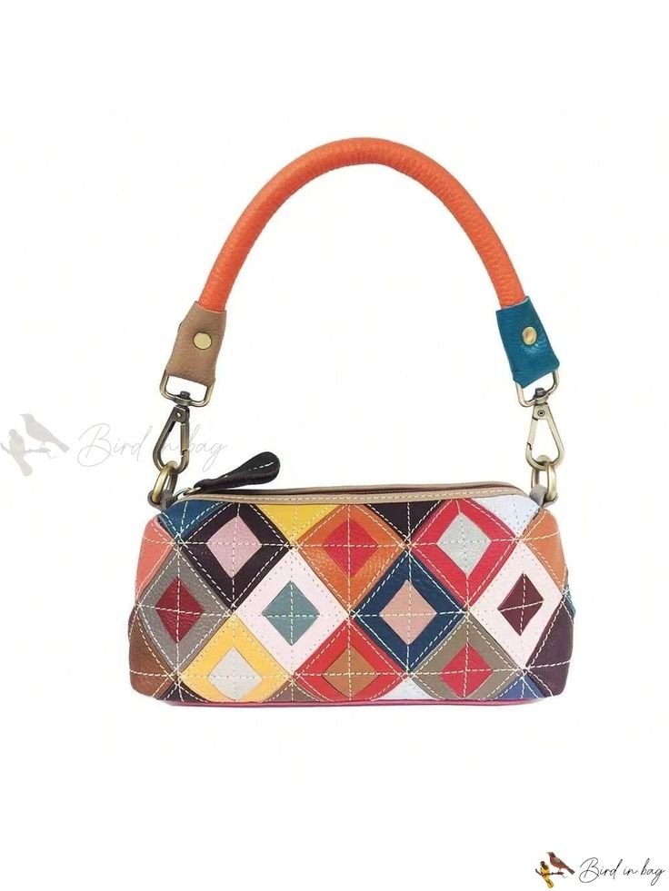 Bird in Bag - Exquisite Craftsmanship: Premium Cowhide Leather Womens Tote Bag with Spacious Interior, Vibrant Diamond Patchwork, Versatile Carry Options Multicolor Satchel Shoulder Bag With Mobile Phone Pocket, Multicolor Leather Rectangular Clutch, Multicolor Rectangular Leather Clutch, Multicolor Wallet With Mobile Phone Bag For Daily Use, Multicolor Pouch Coin Purse For Daily Use, Multicolor Leather Clutch Shoulder Bag, Retro Leather Phone Bag, Retro Leather Mobile Phone Bag, Daily Use Multicolor Pouch Coin Purse