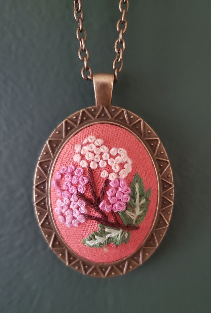 Floral made embroidered necklace Bohemian Embroidered Beaded Necklaces As Gift, Vintage Embroidered Jewelry, Bohemian Embroidered Necklace For Gift, Bohemian Embroidered Pendant Necklace, Traditional Pink Embroidered Jewelry, Traditional Embroidered Necklace For Gift, Embroidered Necklaces For Gifts, Bohemian Embroidered Pink Jewelry, Traditional Embroidered Jewelry For Gifts