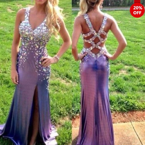 Inexpensive Prom Dresses, Crystal Prom Dress, Sweep Train Prom Dress, Popular Prom Dresses, Sparkly Prom Dress, Halter Prom Dresses, Prom Dresses 2016, Prom Dresses 2015, Purple Dresses