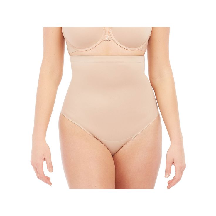 Get a smooth silhouette, instantly! This high-waist thong uses breathable, comfortable compression to tone the tummy and is the perfect solution under short hemlines. Get a smooth silhouette, instantly! This high-waist thong uses breathable, comfortable compression to tone the tummy and is the perfect solution under short hemlines.Click on this INTIMATES & SLEEPWEAR Guide to find the perfect fit and more! Single-layer, lightweight premium shaping fabric Thong design for no visible panty lines Co Supportive Full Coverage Solid Shapewear, Solid Color Shapewear With Medium Bust Support, Full Coverage Solid Shapewear With Shaping Fit, Solid Full Coverage Shaping Shapewear, Moderate Coverage Shapewear Briefs, Supportive High Waist Shapewear With Contoured Waistband, Supportive Full Coverage Elastane Shapewear, Supportive Elastane Brief Shapewear, Full Coverage Solid Shapewear With Smoothing