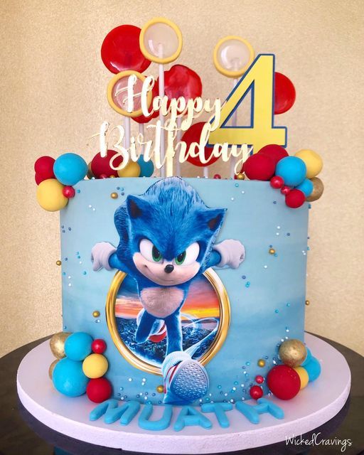 a sonic the hedgehog birthday cake on a table