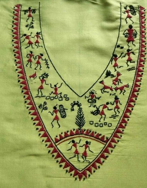 an embroidered cloth with people on it