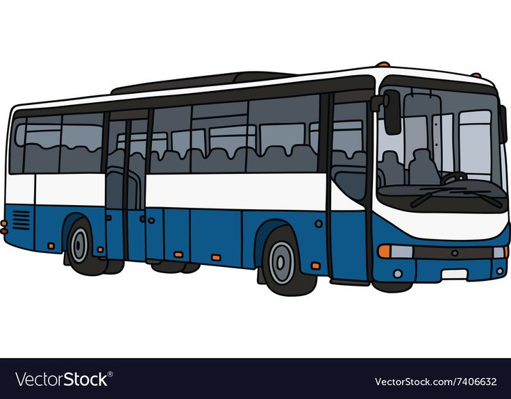 a blue and white bus on a white background