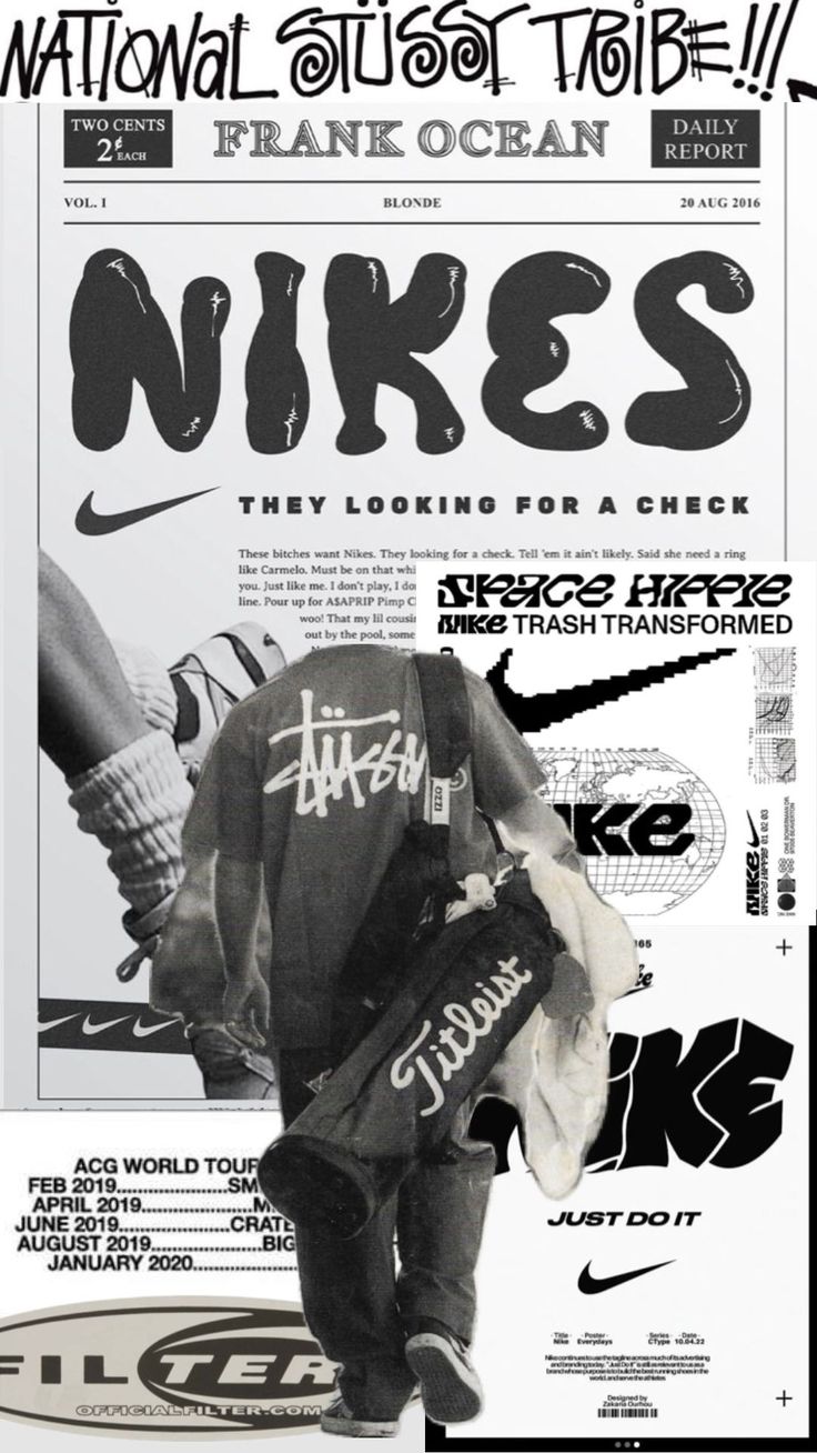 an advertisement for nike's new brand is shown in black and white