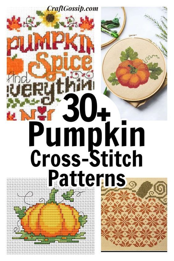 cross stitch patterns with pumpkins on them and the words 30 pumpkin cross - stitch patterns