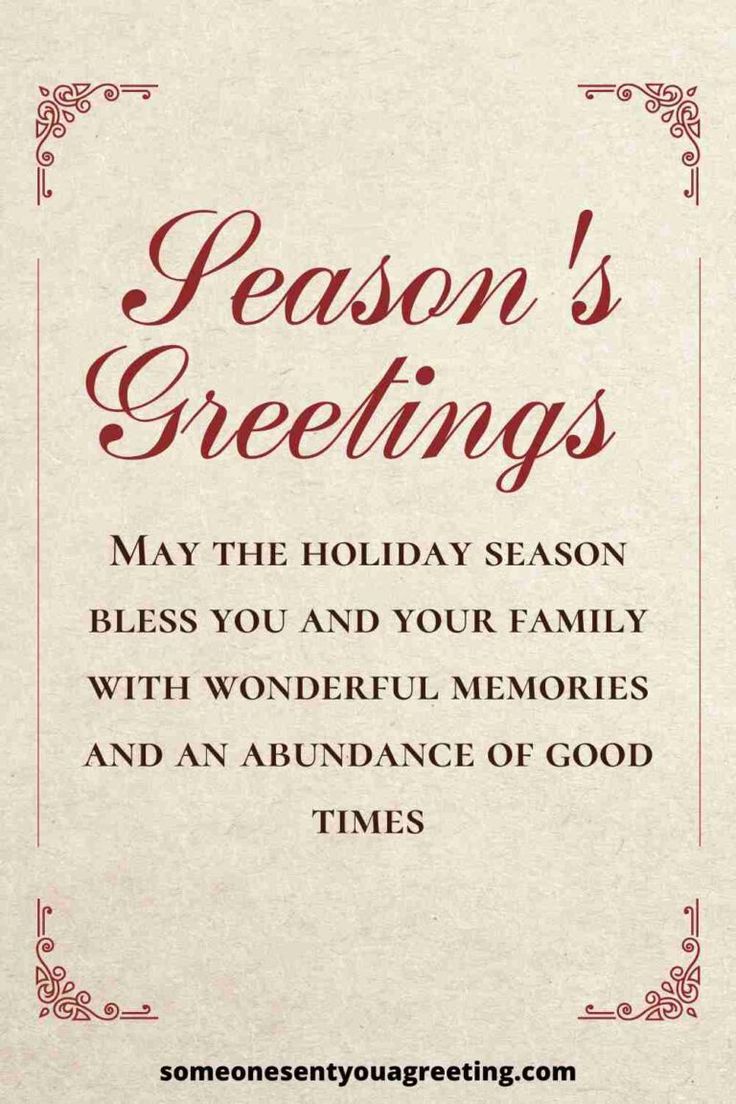 a card with the words reason's greetings in red and white on it