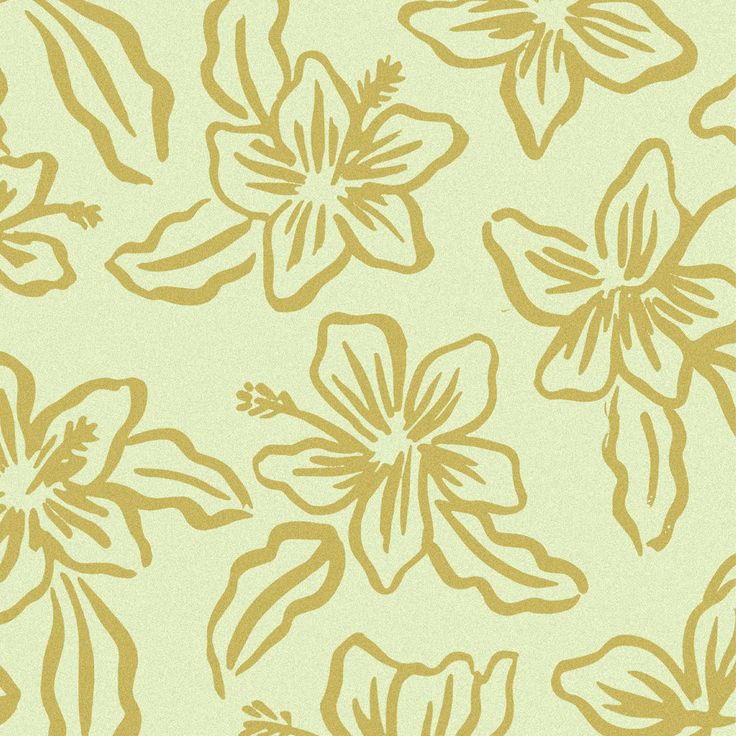 a yellow and white flower pattern on a light green background