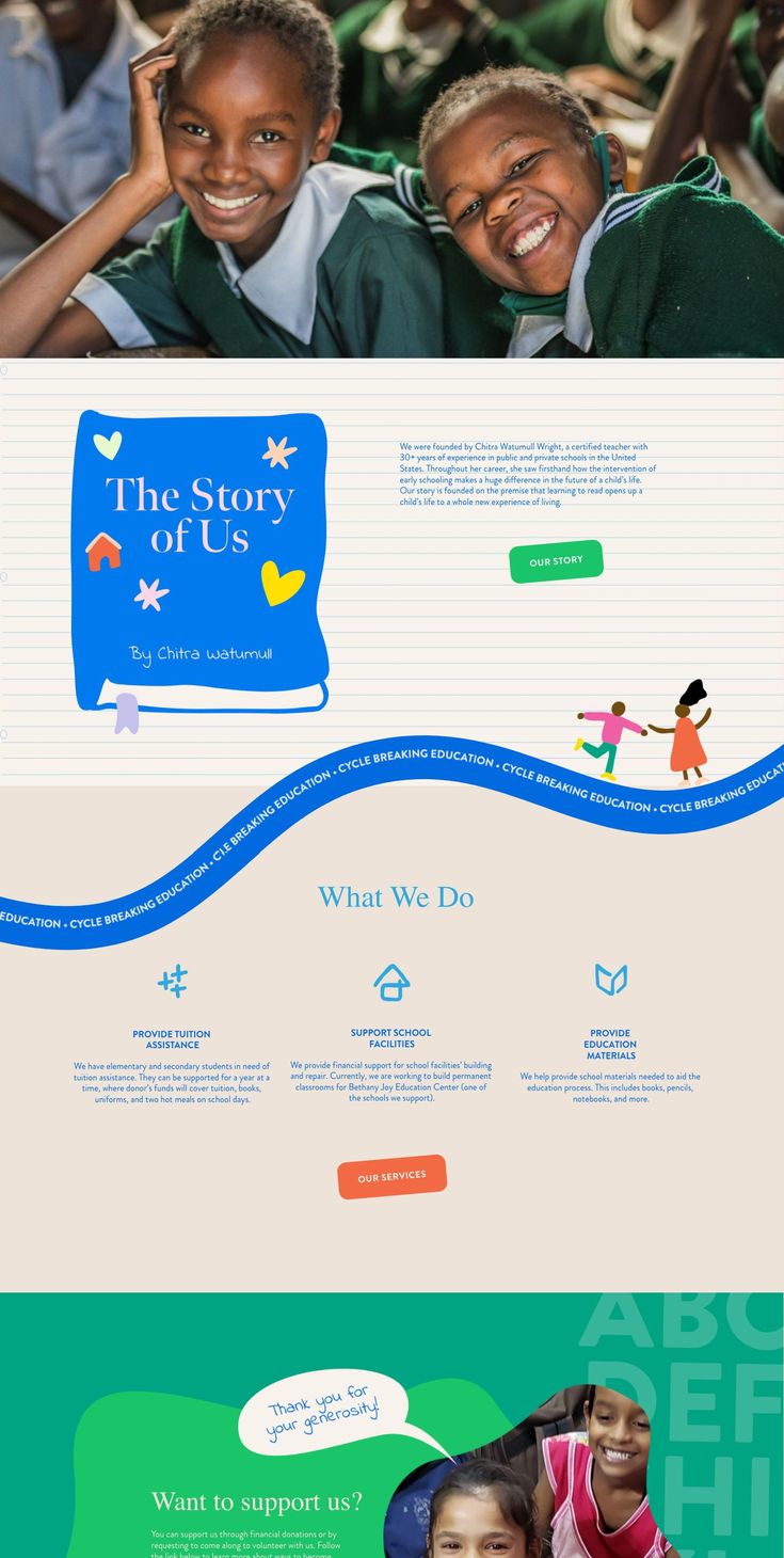 the website for children's books is shown in three different colors and fonts