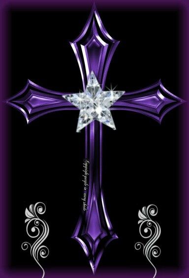 a purple cross with a diamond in the center and an inscription above it that says, no banita