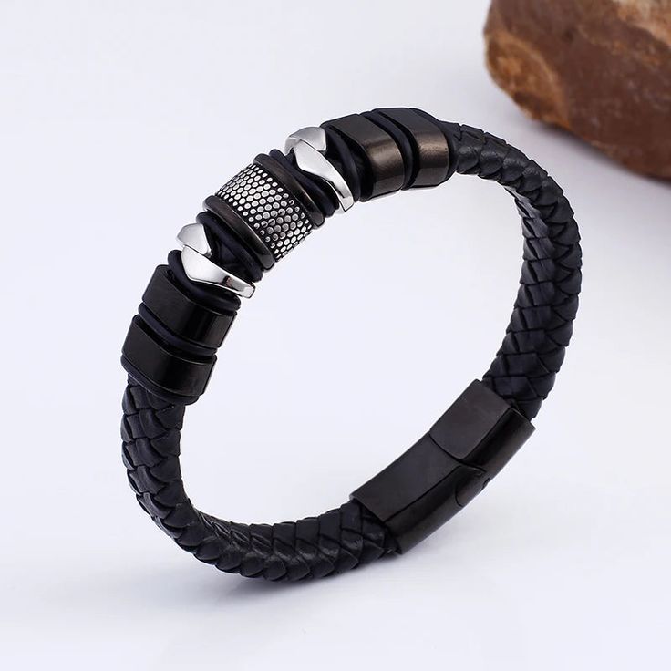 Enhance your style with our FZ Stainless Steel Wrap Genuine Leather Magnet Clasp Bracelet. Crafted with luxury and elegance in mind, this bracelet adds a touch of sophistication to any outfit. Made with durable stainless steel and a convenient magnet clasp, it is both functional and fashionable. Bracelets Type: Wrap Bracelets Gender: Men Metals Type: STAINLESS STEEL Fine or Fashion: fashion Style: Punk Material: Leather Chain Type: Link Chain Item Type: BRACELETS Compatibility: All Compatible Shape\pattern: Geometric Function: Other Model Number: 93997 Setting Type: None Clasp Type: MAGNET Guy Jewelry, Mens Bracelet Designs, Mens Bracelet Black, Barrel Table, Stainless Steel Bracelet Men, Mens Bracelets, Mens Bracelet Silver, Men Bracelet, Charms Bracelet