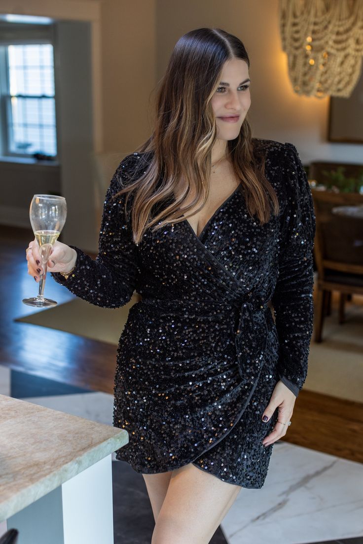 Sequin Dress – Leopard Boutique Sequin Wrap Dress, Dress Leopard, Womens Knit Dresses, Personal Shopping, Sequin Dress, Evening Dress, To Look, Wrap Dress, Evening Dresses