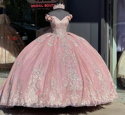 Pink Pageant Dress For Quinceanera During Prom Season, Prom Season Ball Gown For Sweet 16, Sweet 16 Ball Gown For Prom Season, Sweet 16 Ball Gown Evening Dress For Prom Season, Pink Pageant Dress With Fitted Bodice For Quinceanera, Pink Princess Pageant Dress For Quinceanera, Princess Style Quinceanera Evening Dress For Prom Season, Pink Pageant Dress For Quinceanera Prom Season, Pink Quince Theme