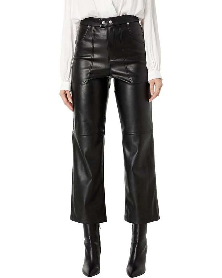 Blank NYC The Baxter Pants | Zappos.com Leather Culottes, Black Coats, Culottes Pants, Formal Wear Women, Biker Pants, Leather Pants Women, Black Leather Pants, Legging Pants, Silver Zipper