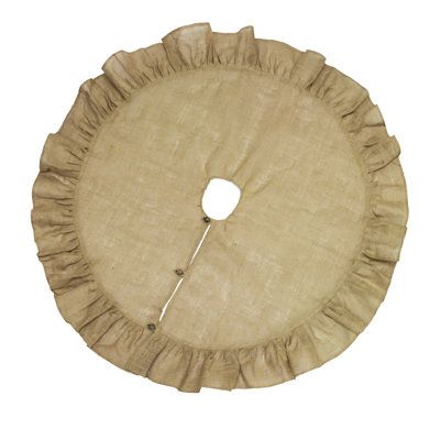 a round cushion with ruffled edges on a white background, the bottom half has a hole in it