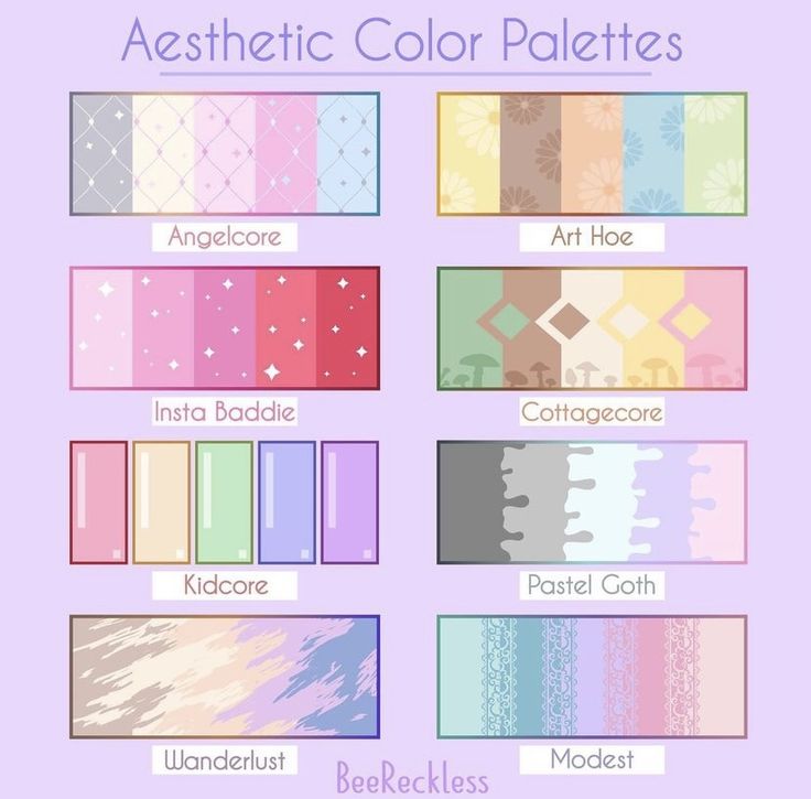 an assortment of pastel color palettes on a purple background with the words,'aesthetic