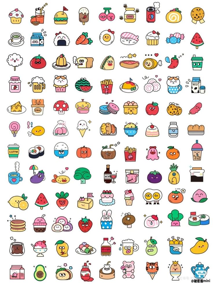 Printable Possibilities: Get Creative with Stickers You Can Print | cute #stickers kawaii #food cute anime #stickers spy x family cute #stickers cute #stickers #brown Kawaii Food Stickers Printable, Kawaii Clipart Cute, Mini Food Drawings, Cute Food Stickers Printable, Mini Kawaii Drawings, Small Stickers Printable, Kawaii Drawings Food, Stickers Drawing Easy, Kawaii Doodles Cute Sticker