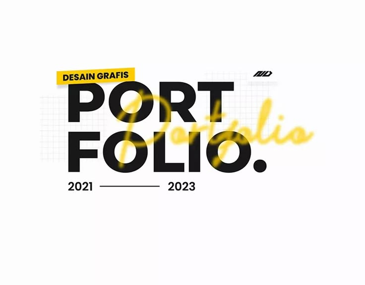 the words port folio written in yellow and black