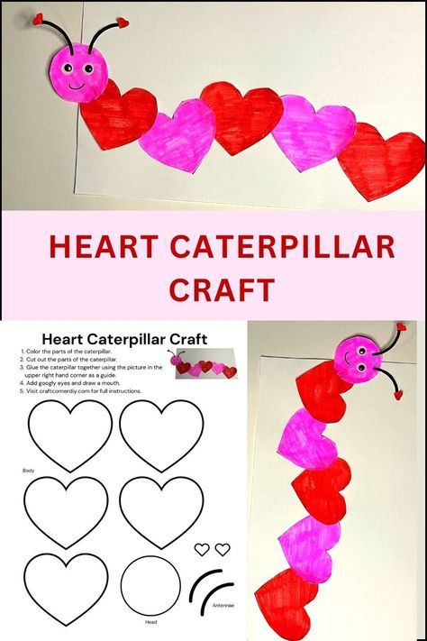 the paper heart caterpillar craft for valentine's day