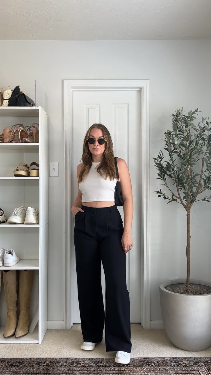 A&F Sloane Tailored Pant curated on LTK Tailored Straight Leg Pants Outfits, Sloane Tailored Pant Outfit, Sloane Pants Outfit, Tailored Pants Outfit Casual, Trousers And Sneakers Outfit, Casual Trousers Outfit, Tailored Pants Outfit, Trousers Outfit Casual, Sloane Tailored Pant