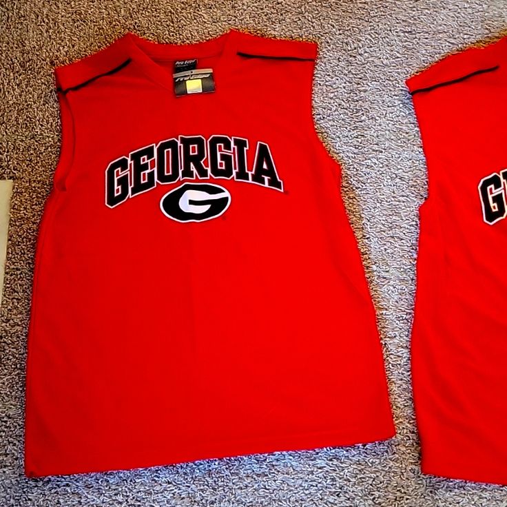 Attention Uga Fans, I Have Two Sleeveless Jersey Style Shirts Available For An Awesome Deal. Never Worn And Brand New. Get Dad A Shirt This Father's Day. - Size Large, New With Tag - Size Xxl, New With Tag Casual Sleeveless Tank Top For College, Collegiate Sleeveless Cotton Top, Red Sleeveless T-shirt Casual Style, Red Sleeveless Casual T-shirt, Team Spirit Red Sleeveless Tops, Collegiate Cotton Sleeveless Tank Top, Collegiate Sleeveless Cotton Tank Top, Cotton Sleeveless Collegiate Tank Top, Sleeveless Tops For Sports Events With Team Spirit