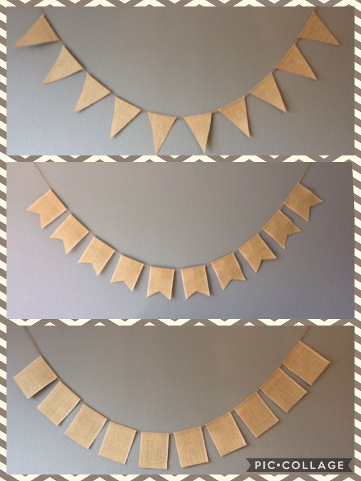 three different pictures of the same wall hangings with wooden strips on each one side