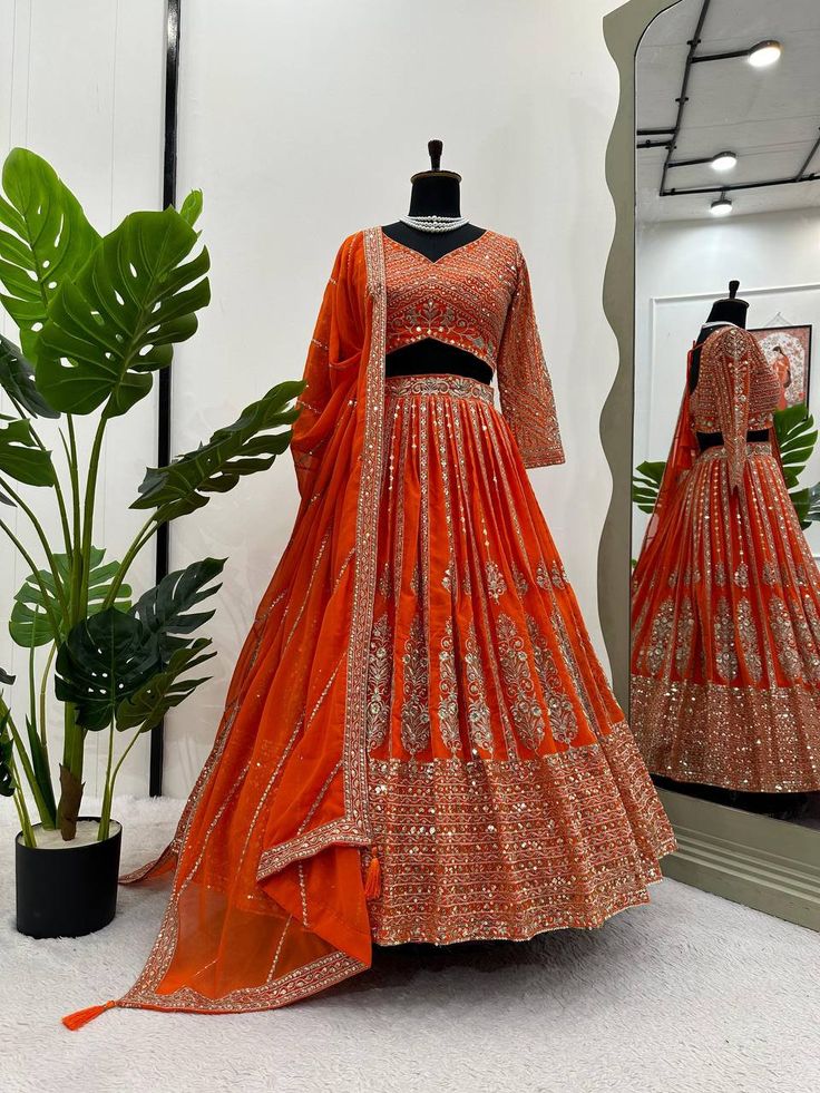 Instagram$Facebook Follow Us :- @jayamarfab Indian Wedding Wear Lengha Choli in Sequins Embroidered work Sabyasachi Lehenga We Make Wedding Lehengas, Indian Lehenga, Bridal Lehenga, Designer Lehenga, South Indian Dresses, Lengha Choli, Chaniya Choli, Lancha, Semistitched Lehenga, Bridesmaid Lehengas, Sabyasachis Lehengas, Floral Skirts, Punjabi Lehengas, Ethnic Lehengas, Indo-western Outfits, Indian Outfits, Bollywood lehengas. Importance note: we will not make any changes in lehenga length 𝗟𝗲 Bollywood Style Embroidered Fabric For Wedding And Navratri, Bollywood Embroidered Fabric For Wedding And Navratri, Orange Anarkali Traditional Wear For Wedding, Wedding Gown With Zari Work In Orange, Orange Cutdana Sharara For Wedding, Wedding Gown In Orange With Zari Work, Wedding Orange Gown With Zari Work, Orange Wedding Gown With Zari Work, Orange Wedding Sets With Dupatta