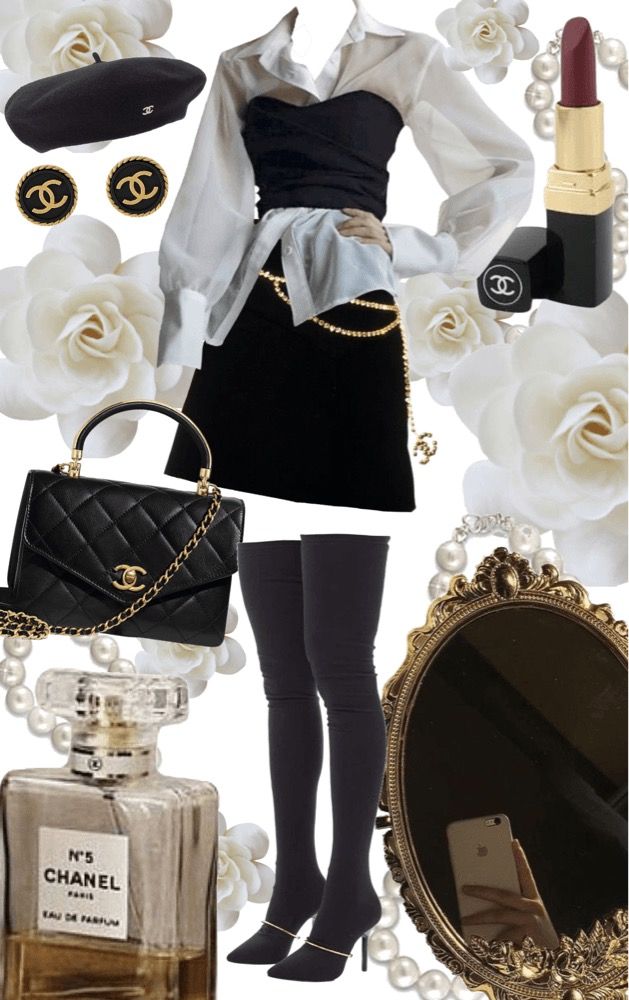 Chanel Outfit Classy, Vintage Chanel Outfit, Chanel Outfits Women, Chanel Aesthetic Outfit, Glam Aesthetic Outfit, Chanel Outfit Aesthetic, Rich Outfits Classy, Rich Girl Aesthetic Outfit, Chanel Inspired Outfit