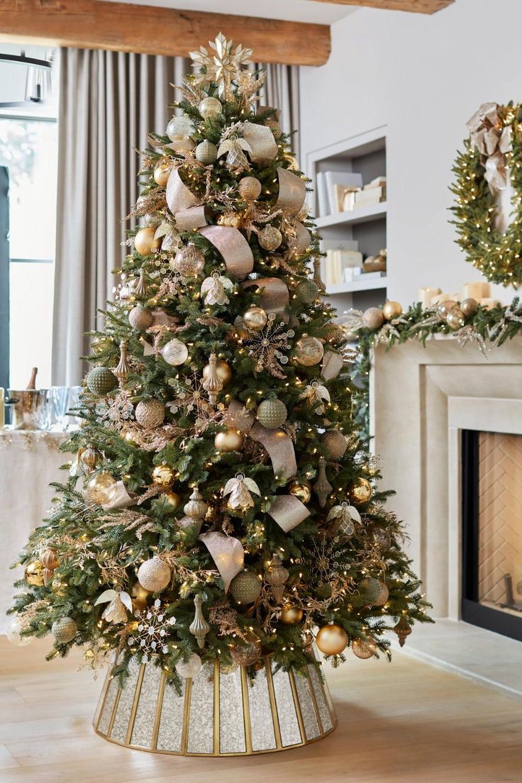 a decorated christmas tree in a living room