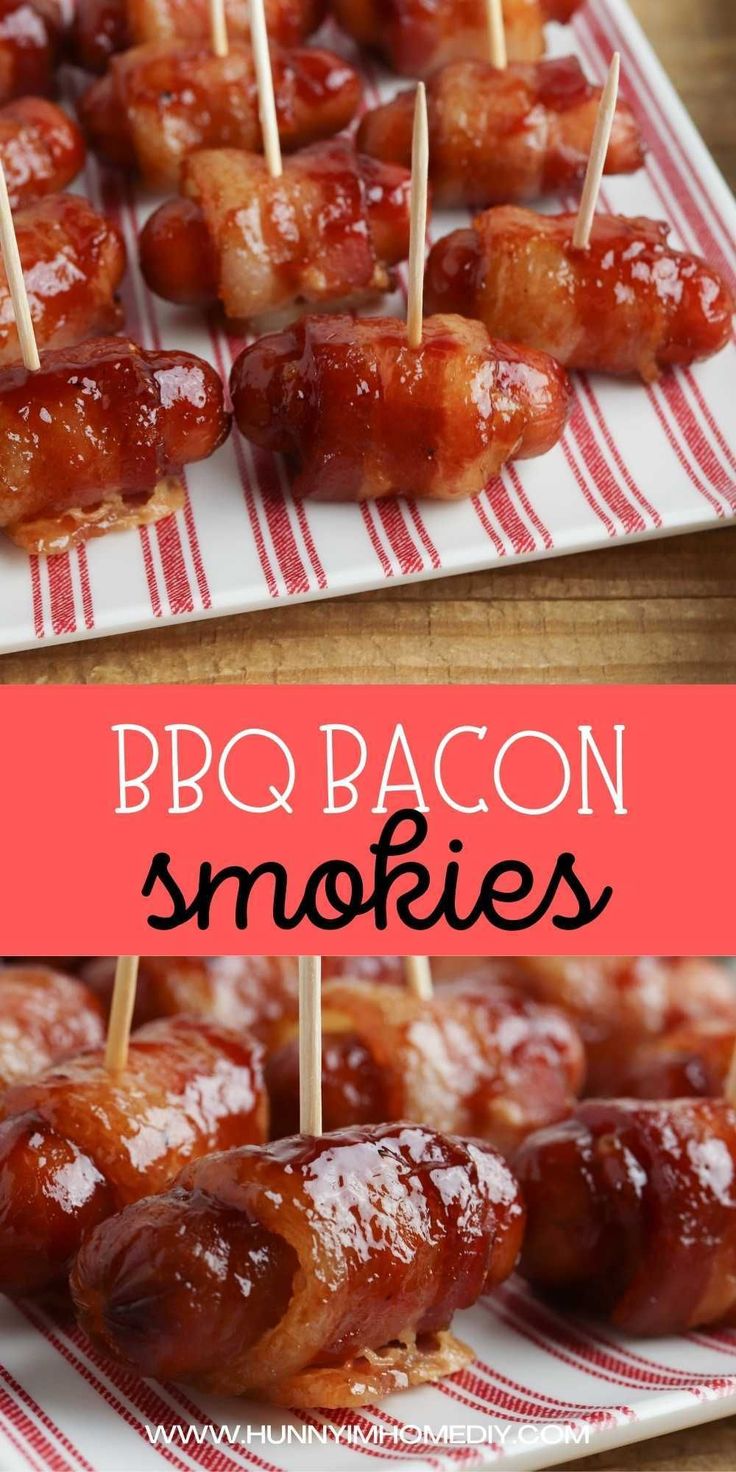 bbq bacon smothies on skewers are ready to be eaten