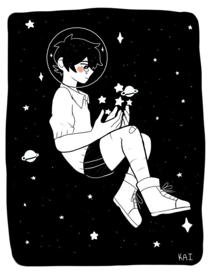 a black and white drawing of a person sitting on the ground with flowers in their hands