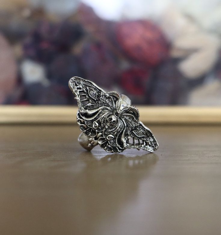 There is beauty within the darkness  Hand made moth ring Moth Ring, Dark Butterfly, Dope Jewelry, Star Ring, The Darkness, Dream Jewelry, Rings Statement, Ring Gift, Moth