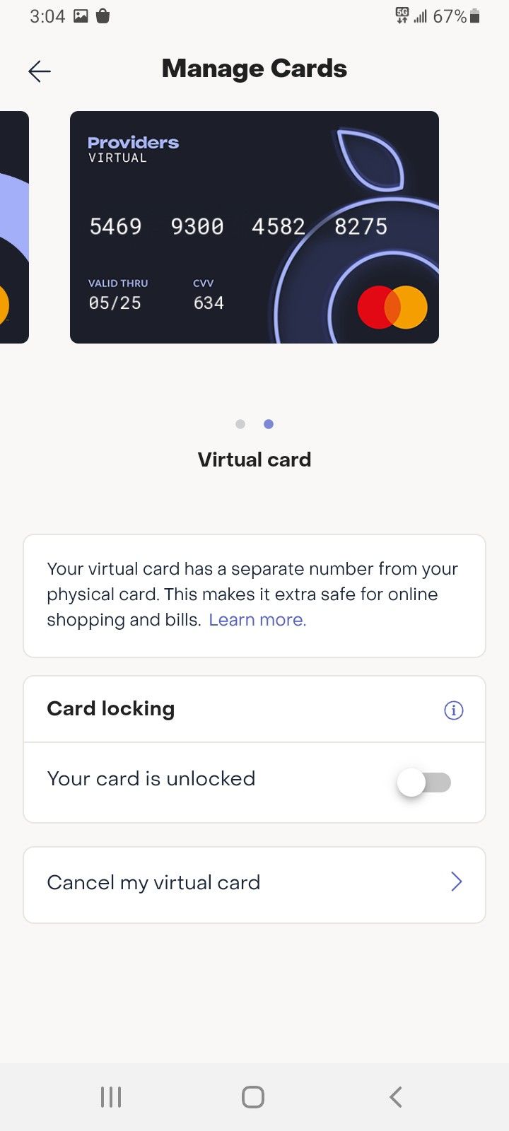 an iphone screen showing the settings for credit cards