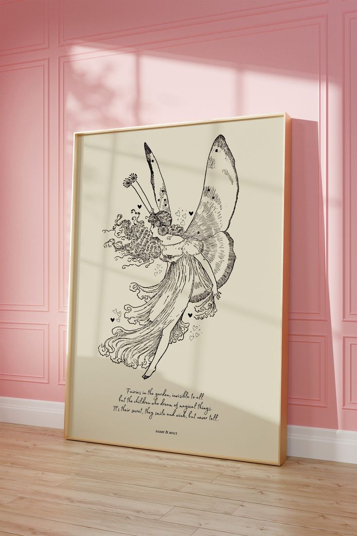 a drawing of a fairy holding a flower in her hand with a quote on it