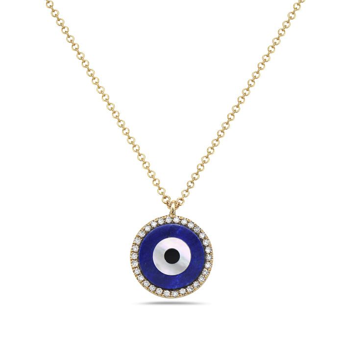 Birmingham Jewelry Item Number: BJNK12428DLP Women's Gold Necklace Evil Eye Diamond And Lapis 14K Yellow Gold Chain Included: 16" - 18" Adjustable Diamond: 30 round 0.08ct Lapis: 0.44ct MP: 0.22ct *The possibilities are not limited to the options in the dropdown. For pricing on further customizations & special options, please call: 1-586-939-5100 Yellow Gold Evil Eye Round Necklace, 14k Gold Evil Eye Round Necklace, 14k Gold Evil Eye Necklace, Elegant Evil Eye Round Necklace, Necklace Evil Eye, Lord Shiva Hd Wallpaper, Lapis Necklace, Gold Necklace Women, Roblox Codes