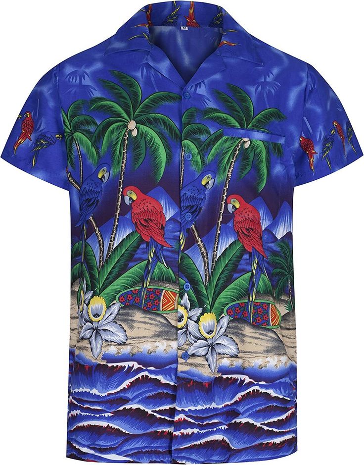 ·        This Hawaiian shirt features tropical print, button up closure, short sleeves ·        Matching buttons and front pocket ·        100 % Polyester, Wrinkle Free, regular machine wash is fine, easy to dry and no extra care needed ·        Perfect for the beach, pool or outdoor in wind, you can wear this shirt during the day or night ·        It is very comfortable, trendy, and lightweight. ·        Company located in US and items ship from US. ·        Please refer to our image for the si Short Sleeve Summer Vacation Shirt, Summer Hawaiian Printed Button-up Shirt, Summer Vacation Hawaiian Button-up Shirt, Summer Blue Hawaiian Shirt With Prints, Summer Hawaiian Button-up Shirt For Vacation, Summer Hawaiian Shirt In Blue With Prints, Blue Hawaiian Shirt With Hibiscus Print For Summer, Beach Season Printed Button-up Shirt, Summer Beach Shirt With Short Sleeves