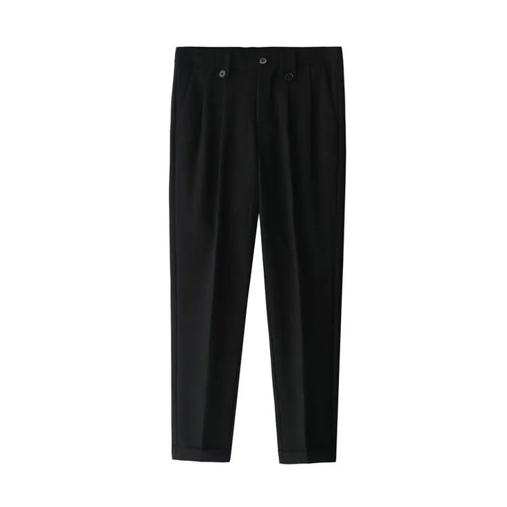 Product Show： Black Slim Fit Straight Dress Pants, Slim Fit Ankle-length Black Pants, Black Slim Fit Bottoms With Pockets, Black Slim Fit Work Pants With Pockets, Black Slim Fit Ankle-length Dress Pants, Black Slim Fit Dress Pants With Pockets, Tailored Ankle-length Black Pants, Black Stretch Pants For Business, Fitted Black Work Pants With Pockets