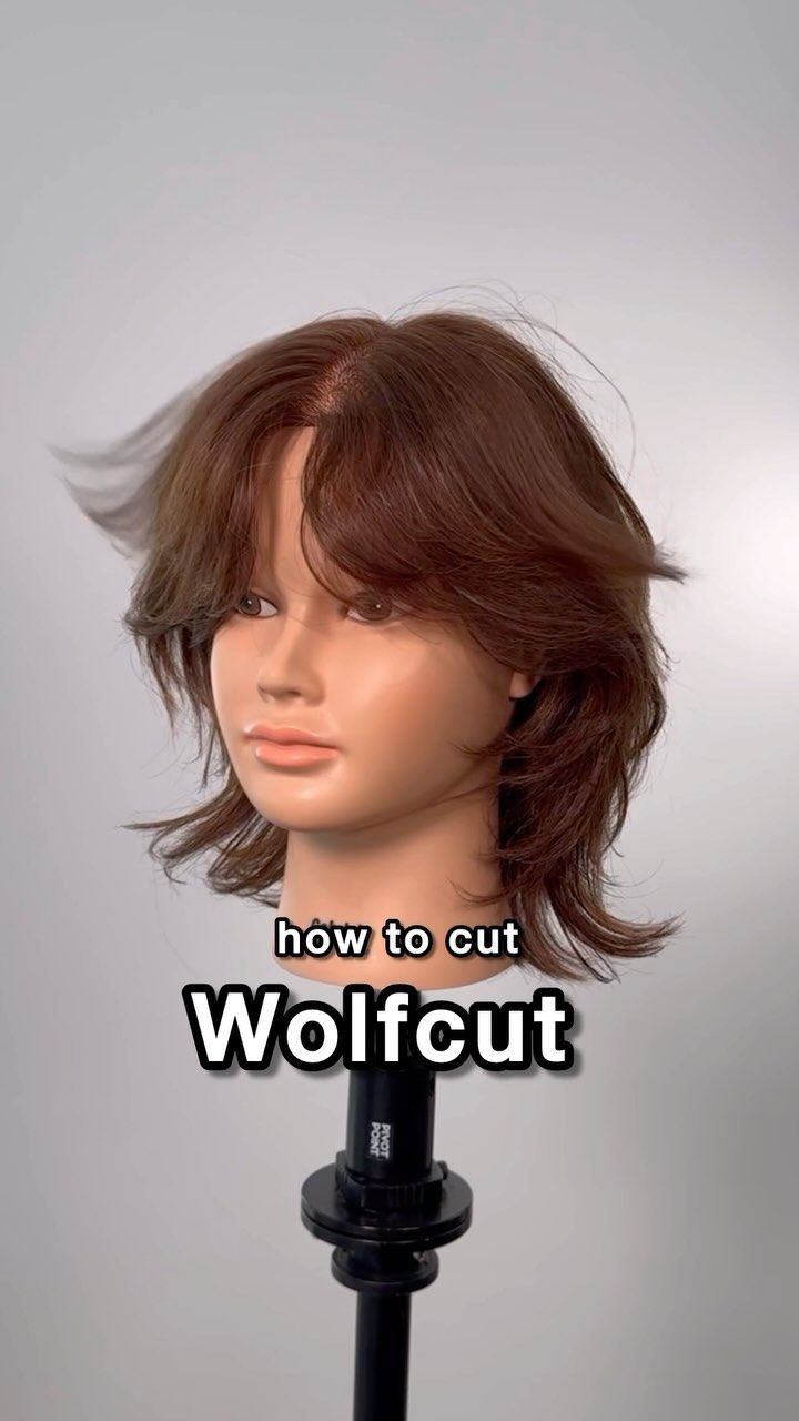 Instagram Hush Cut On Short Hair, Wolf Cut Bangs Tutorial, How To Do Wolf Cut Hair, Wolf Cut Straight Hair Short, Short Hair Wolf Cut With Bangs, How To Cut Layers In Short Hair, Short Wolfcut With Curtain Bangs, Wolf Cut On Short Hair, Diy Wolf Cut Hair