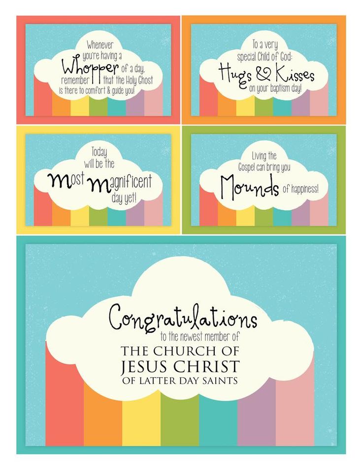 congratulations cards for the church of jesus's day saints with clouds and rainbows