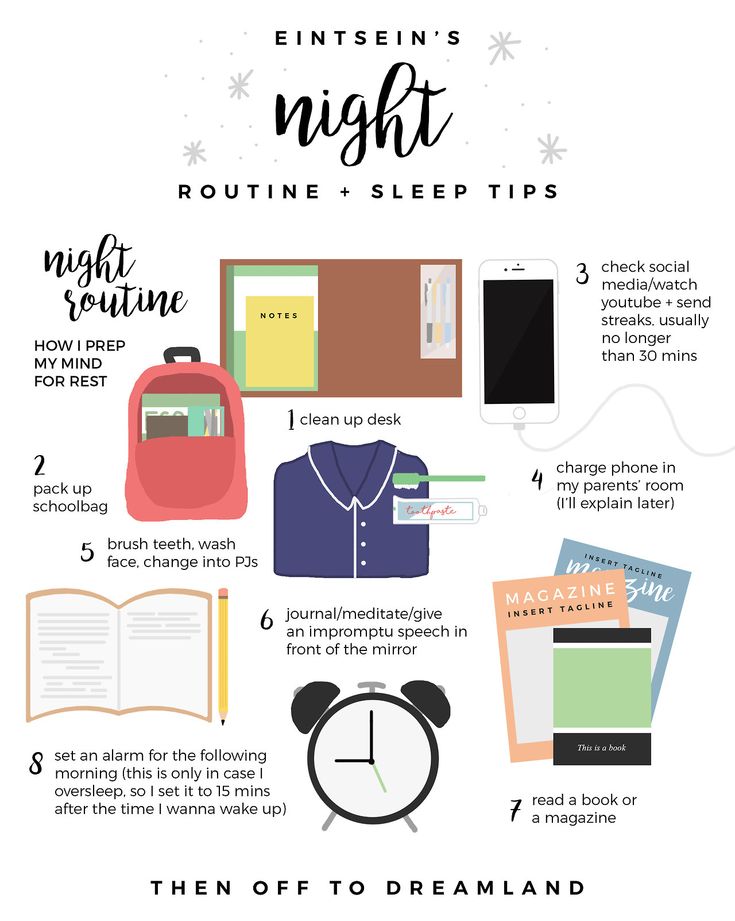 an info sheet describing the night routine sleep tips