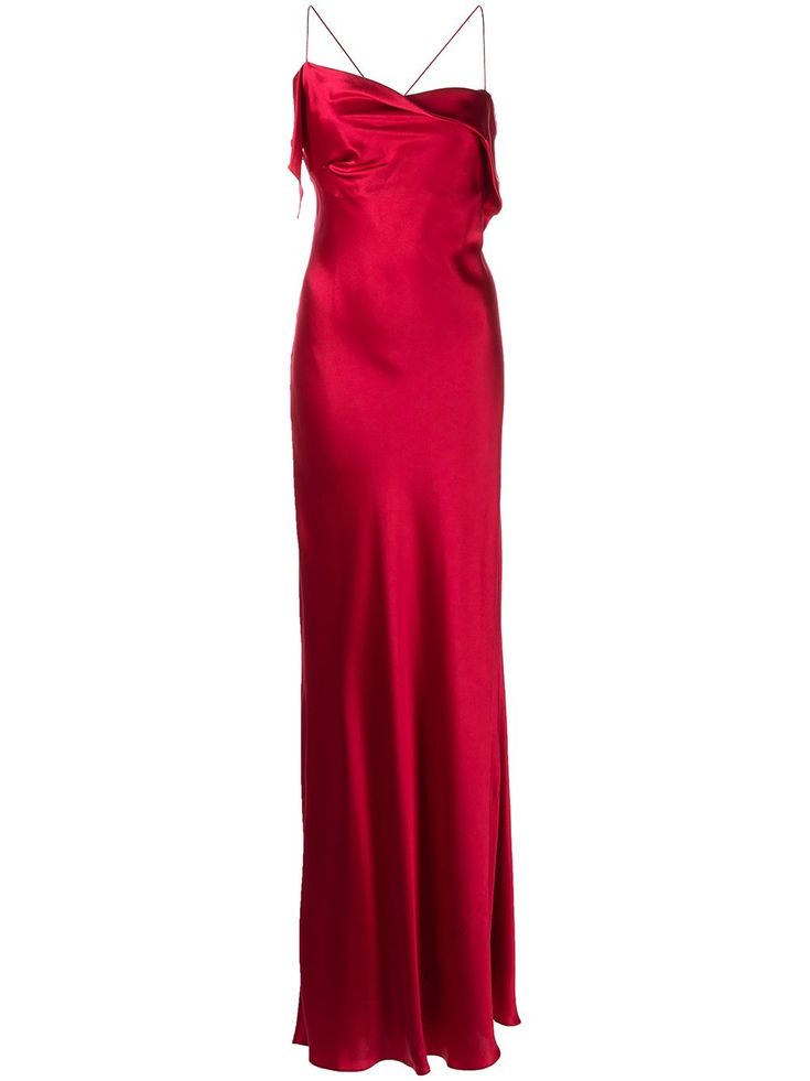 Ruby red silk bias-cut cowl neck gown from MICHELLE MASON featuring bias cut, draped detailing, cowl neck, crossover shoulder straps, sleeveless and long length. Red Cocktail Dresses, Red Bias Cut Slip Dress For Evening, Red Bias Cut Maxi Dress For Evening, Formal Red Bias Cut Maxi Dress, Red V-neck Bias Cut Dress, Luxury Red Bias-cut Dress, Red Dress Long, Red Silk Dress, Michelle Mason