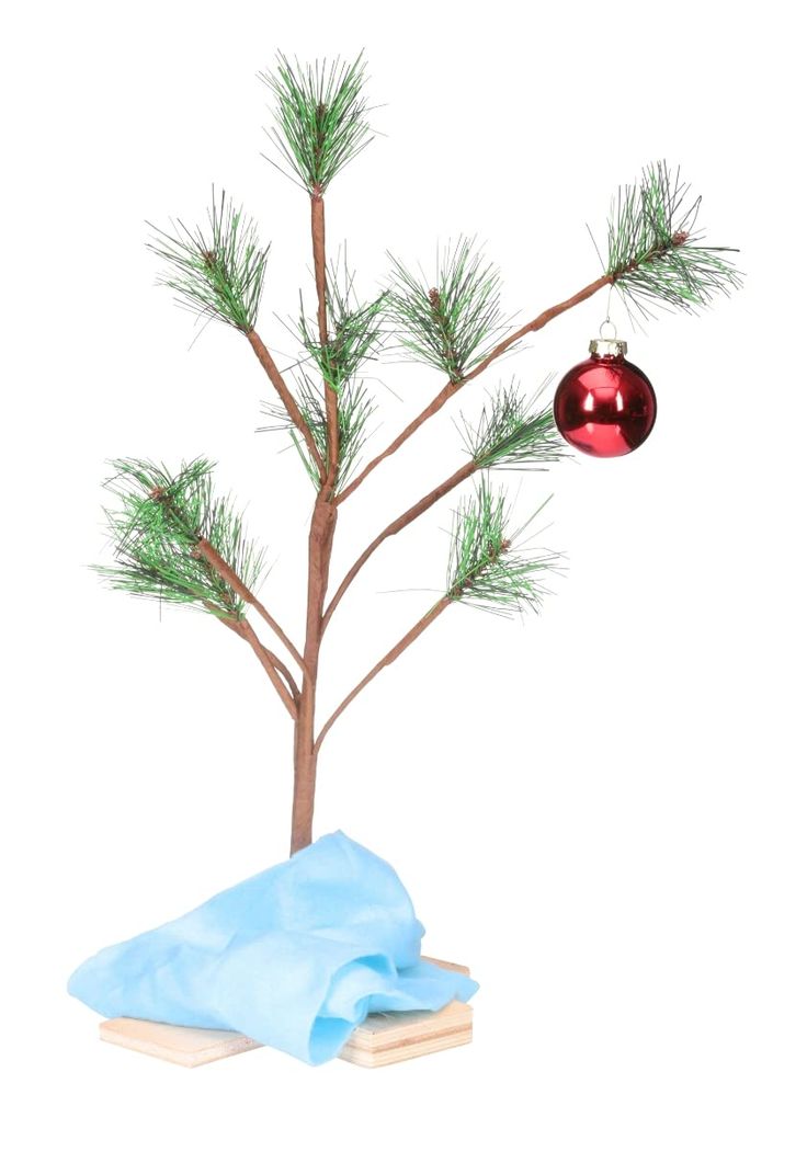 a small christmas tree with a red ornament hanging from it